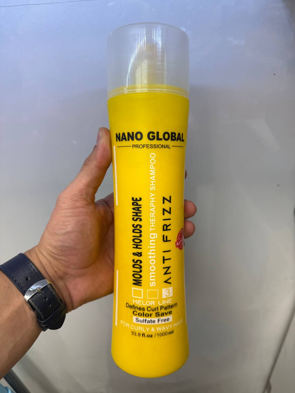 شامپو 1000ml اکتیواتور مارک نانو گلوبال زرد (Nano Global) برای موی فر و مجعد